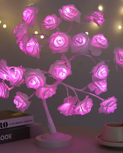 Table Lamp Rose Flower Tree Lamp with 16 Color Changing with Christmas Birthday Gift for Girl Kids Women for Holiday and Party Home Room Decoration(Big rose+5Layers+24Led)… - LeafyLoom
