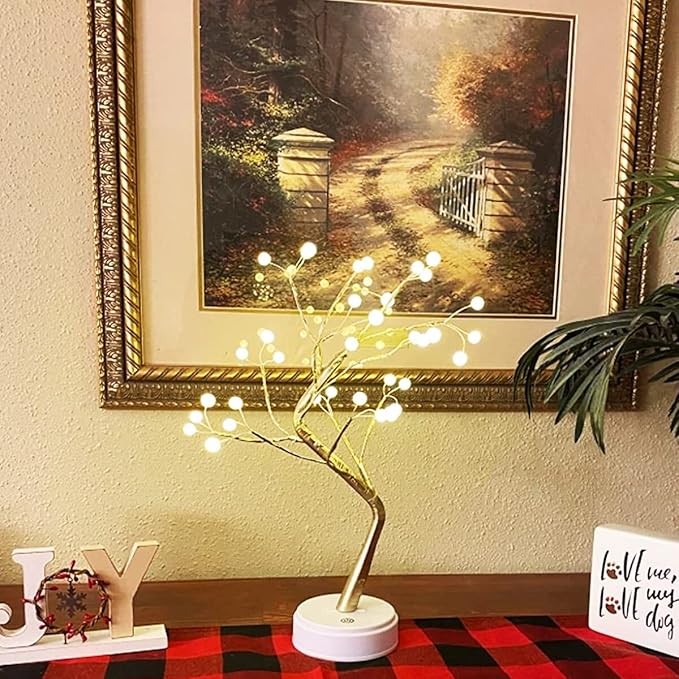OTAVILEM Bonsai Tree Light for Room Decor, Aesthetic Pearl Tree Lamps for Living Room, Cute Night Light for House Decor, Good Ideas for Gifts, Home Decorations, Weddings, Christmas, Holidays - LeafyLoom