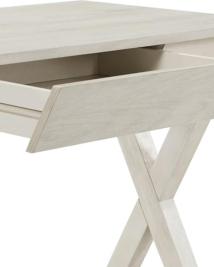 OSP Home Furnishings Marna Modern Writing Home Office Desk with Drawer, Weathered White Finish - LeafyLoom