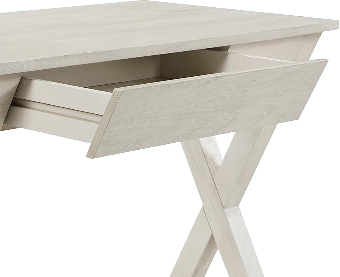 OSP Home Furnishings Marna Modern Writing Home Office Desk with Drawer, Weathered White Finish - LeafyLoom