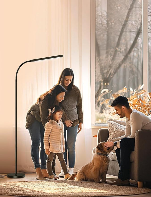 Floor Lamp,9W Bright LED Standing Lamp with 3000K-6000K Adjustable 4 Color Temperature,Touch Control Dimmable Modern Task Floor Lamp with Timing for Living Room Bedroom Office - LeafyLoom