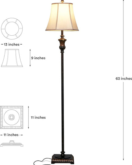 Brightech Sophia LED Floor Lamp, Tall Lamp with Bell Shape Fabric Shade, Mid Century Modern Lamp for Bedroom, Mid-Century Lamp for Living Rooms & Offices, Great Living Room Decor - Bronze - LeafyLoom