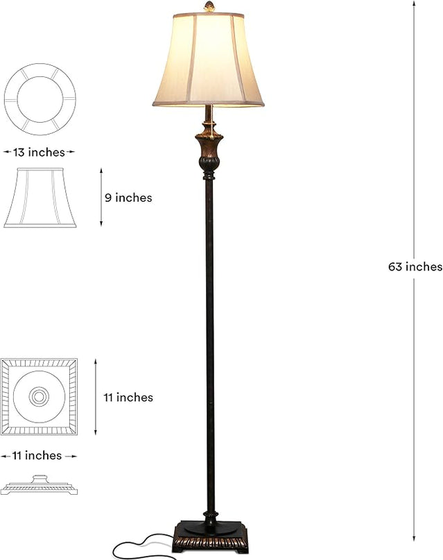 Brightech Sophia LED Floor Lamp, Tall Lamp with Bell Shape Fabric Shade, Mid Century Modern Lamp for Bedroom, Mid-Century Lamp for Living Rooms & Offices, Great Living Room Decor - Bronze - LeafyLoom
