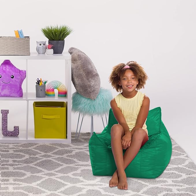 Posh Creations Structured Comfy Bean Bag Chair for Gaming, Reading, and Watching TV, Newport Chair, Microsuede - Tide Pool - LeafyLoom