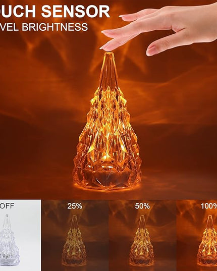 Iceberg Shape Crystal Lamp Table Night Light, Amber Yellow White 3 Colors Touch Control USB Rechargeable Small Bedside Lights Lovely Gifts for Home Bedroom Decor - LeafyLoom
