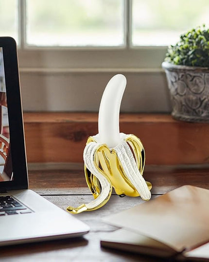 Modern Banana Table Lamp, Desk Lamp,Led Night Light Plating Resin Banana Lighting Fixture for Living Room, Bedroom,Home Office,Kids Room (Standing-Plated) - LeafyLoom