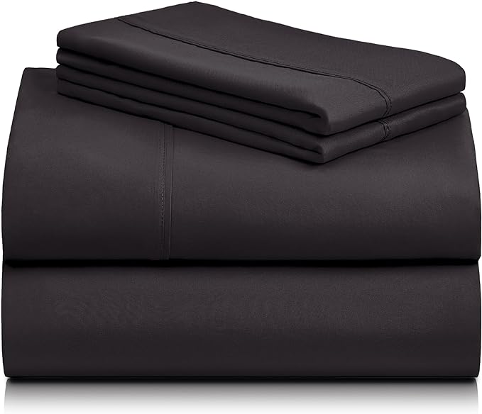 LuxClub Twin XL Sheets - Soft Twin Bed Sheets for-Boys-and-Girls-4 PC Deep Pockets 18" Eco Friendly Wrinkle Free-Kids-Fitted Sheets Machine Washable Hotel Bedding Silky Soft - Black Twin XL - LeafyLoom