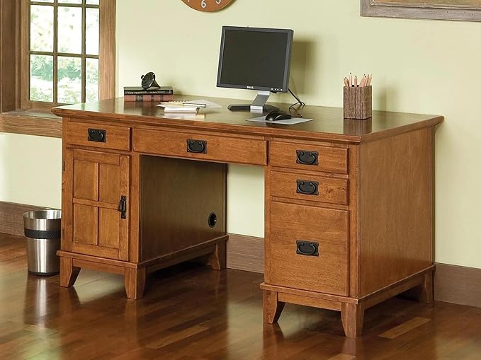 Home Styles Arts and Crafts Cottage Oak Double Pedestal Desk by Home Styles - LeafyLoom
