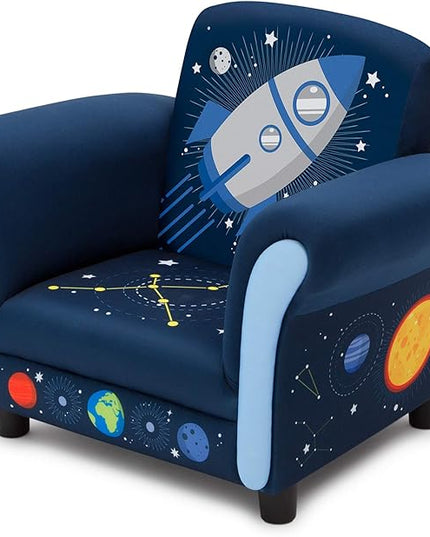 Delta Children Space Adventures Kids Upholstered Chair, Blue - LeafyLoom