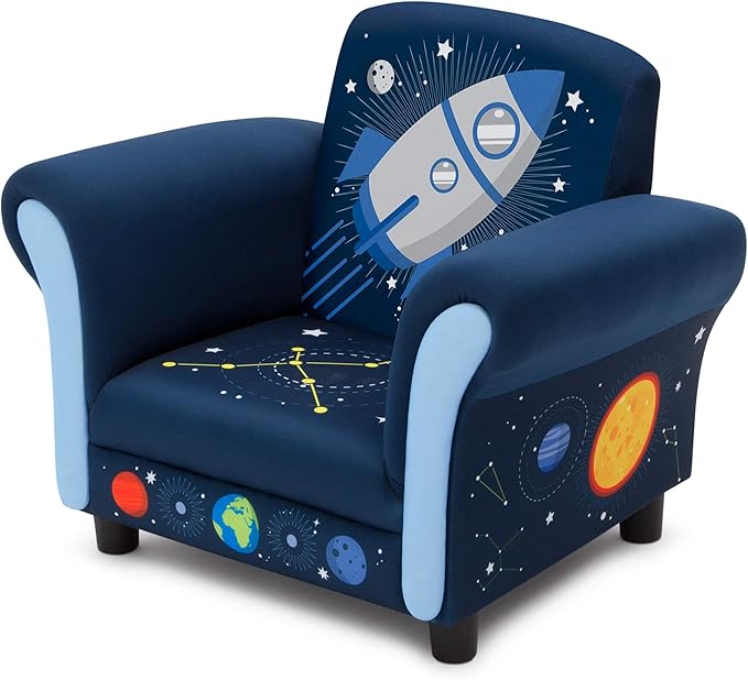 Delta Children Space Adventures Kids Upholstered Chair, Blue - LeafyLoom