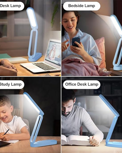 LED Desk Lamp for Office Home & Battery Operated Lamp Rechargeable Lamp Foldable & Portable Light, LED Desk Light Strip, 3 Brightness Dimmable Small Desk Lamp Wireless Reading Lamp - LeafyLoom