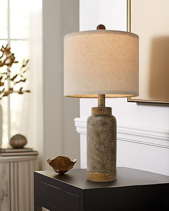 Table Lamp for Bedroom Living Room 20.25" Farmhouse Rustic Vintage Small Lamps Bedside Nightstand Light Home Office Desk Retro Mysterious East Style Deco (Antique Black) - LeafyLoom