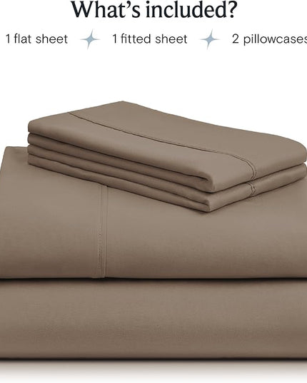 LuxClub 4 PC Sheet Bed Sheets Deep Pockets 18" Eco Friendly Wrinkle Free-Kids-Fitted Sheets Machine Washable Hotel Bedding Silky Soft - Dark Khaki Twin - LeafyLoom