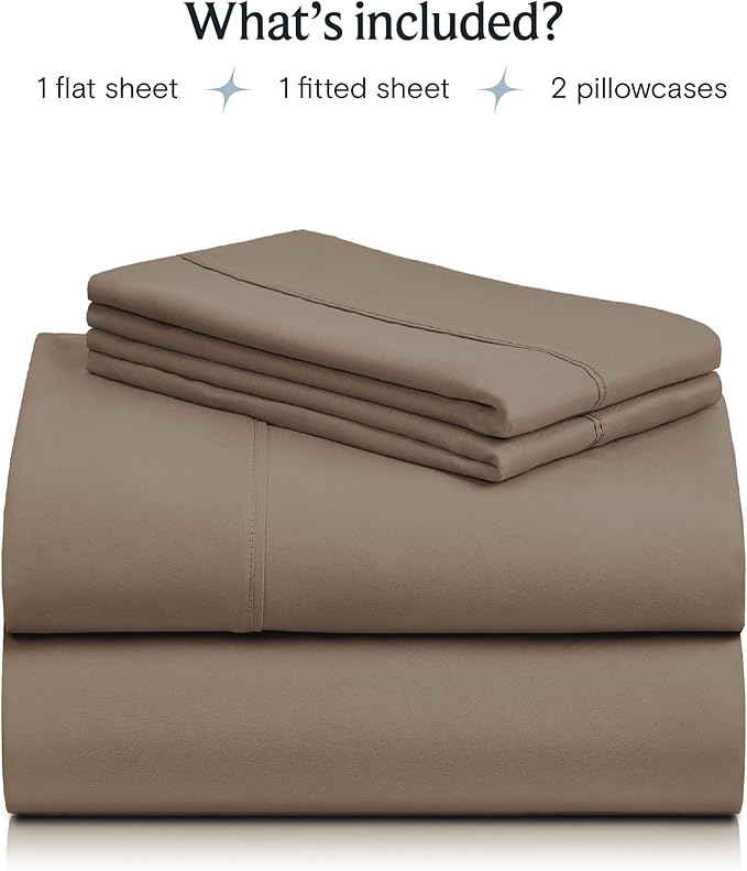 LuxClub Twin XL Sheets - Soft Twin Bed Sheets for-Boys-and-Girls-4 PC Deep Pockets 18" Eco Friendly Wrinkle Free-Kids-Fitted Sheets Machine Washable Hotel Bedding Silky Soft - Dark Khaki Twin XL - LeafyLoom