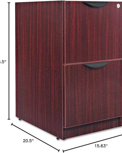 Alera Alera Valencia Series Full Pedestal File, Left Or Right, 2 Legal/Letter-Size File Drawers, Mahogany, 15.63" X 20.5" X 28.5" - LeafyLoom