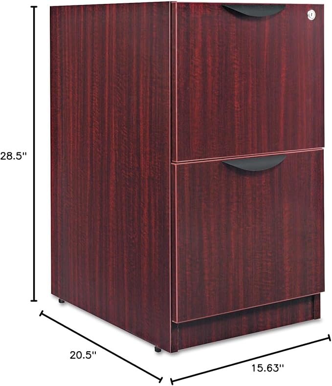 Alera Alera Valencia Series Full Pedestal File, Left Or Right, 2 Legal/Letter-Size File Drawers, Mahogany, 15.63" X 20.5" X 28.5" - LeafyLoom