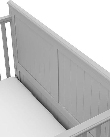 Graco Hadley 5-in-1 Convertible Crib with Drawer (Pebble Gray) – GREENGUARD Gold Certified, Crib with Drawer Combo, Full-Size Nursery Storage Drawer, Converts to Toddler Bed, Daybed - LeafyLoom
