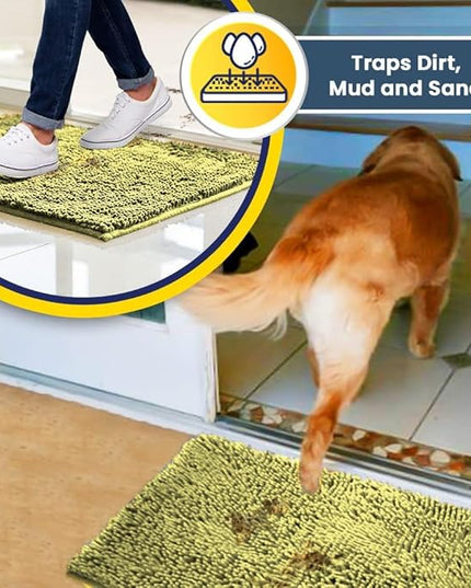 Muddy Mat® Original Dog Door Mat for Muddy Paws, Super Absorbent Microfiber, Non-Slip Washable Pet Rug, Quick Dry Chenille Entryway Carpet, Machine Washable Indoor Outdoor mat, Yellow 19"x30" MuddyMat