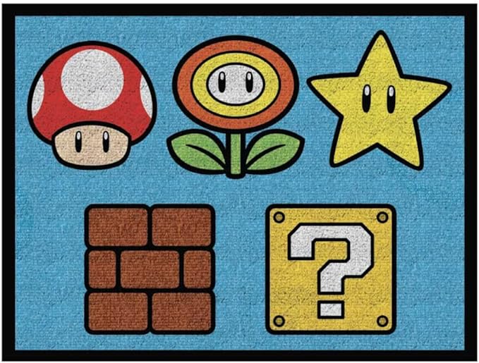 Franco Super Mario Kids Room Non Slip Area Rug, 69 in x 52 in, (Official Licensed Product) - LeafyLoom