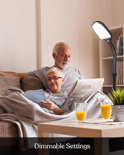 Brightech Litespan - Bright LED Floor Reading Lamp for Over Chair Crafts and Reading, Estheticians' Light for Lash Extensions, Adjustable Standing Lamp for Living Room, Bedroom, Office - Jet Black - LeafyLoom