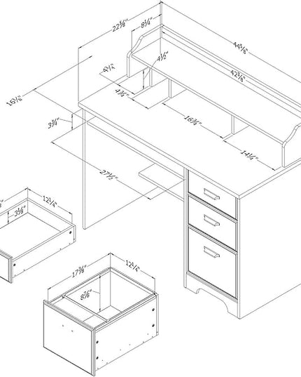 South Shore Versa Computer Desk with Hutch, Gray Maple - LeafyLoom