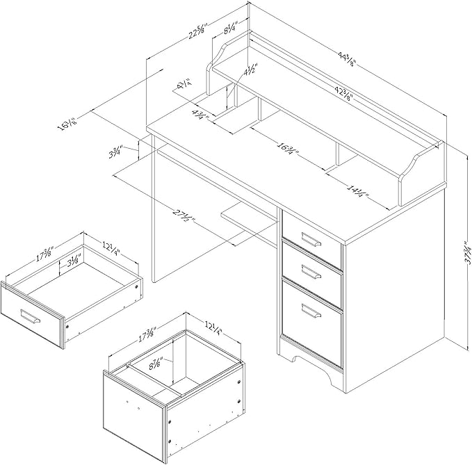 South Shore Versa Computer Desk with Hutch, Gray Maple - LeafyLoom