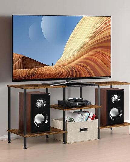 50 inch TV Stand for Bedroom Rustic Brown TV Entertainment Center with Storage 3 Tier TV Table Stand for Living Room TV Console Table for 50 43 40 32 inch TV - LeafyLoom