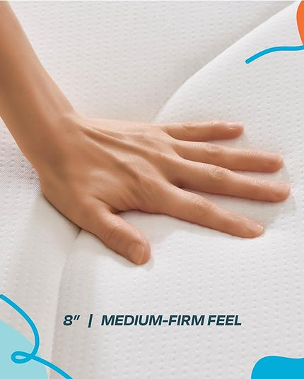 Linenspa 8 Inch Memory Foam and Spring Hybrid Mattress - Medium Firm Feel - Bed in a Box - Quality Comfort and Adaptive Support - Breathable - Cooling - Guest and Kids Bedroom - King Size - LeafyLoom
