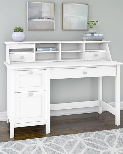 Bush Furniture Computer Desk, Pure White - LeafyLoom
