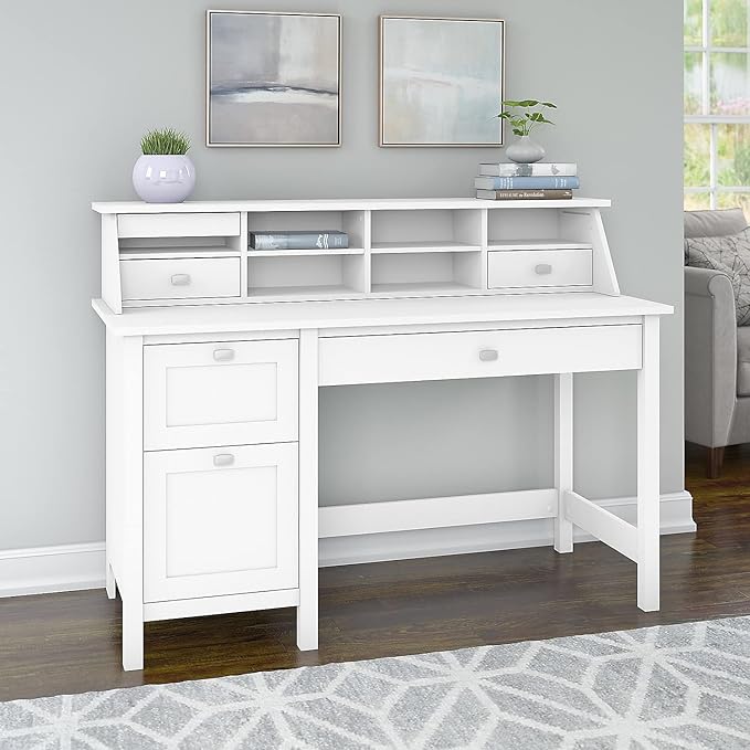Bush Furniture Computer Desk, Pure White - LeafyLoom