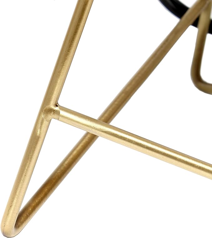 Simple Designs LT2066-GDW 13.5" Down to the Wire Metal Table Lamp with Fabric Shade, Gold with White Shade - LeafyLoom