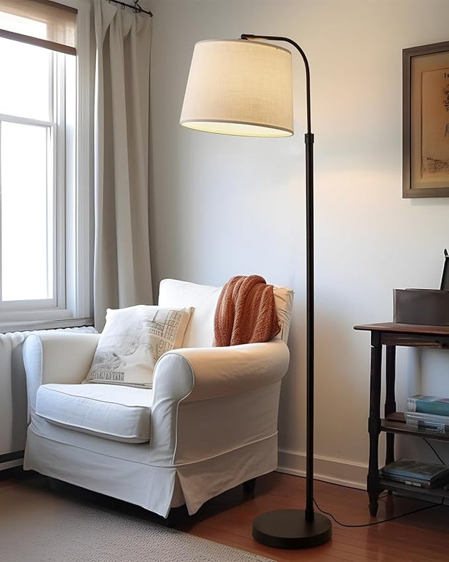 Oneach 62" Arch Floor Lamp for Living Room LED Tall Standing Light with Hanging Lamp Shade Modern Pole Lamp for Bedroom Office Study Room Kids Room - LeafyLoom