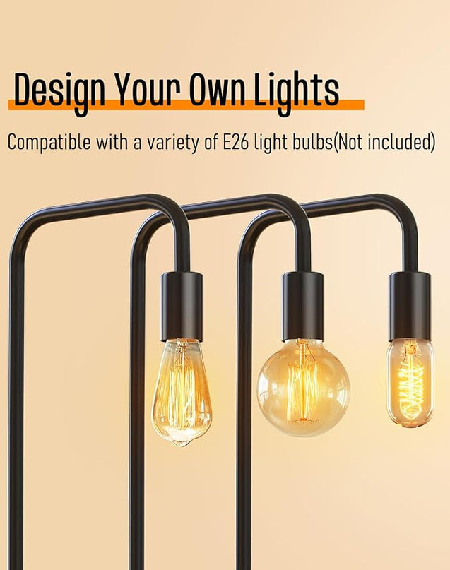 QiMH Industrial Floor Lamp for Living Room, Farmhouse Metal Standing Lamps, Modern Tall Lamp for Bedroom Home Decor(E26 Socket, Foot Switch) - LeafyLoom