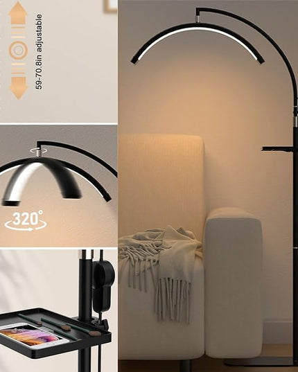 Eyelash LED Floor Light Estheticians Light, Tattoo Light, Pmu Lamp, Facialist Moon Lamp, Lighting for Beauty Filming and Content Creation (28IN, White) - LeafyLoom