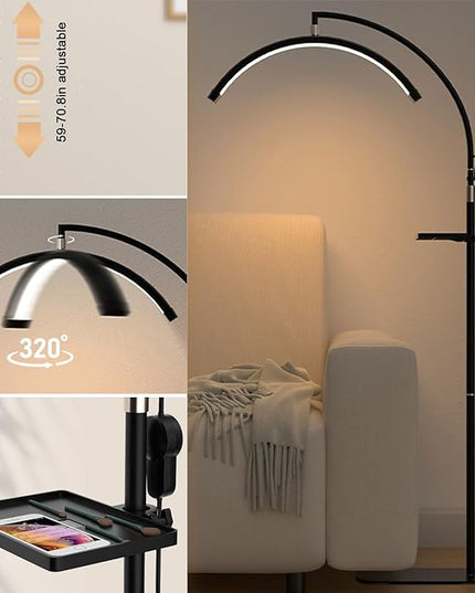 Eyelash LED Floor Light Estheticians Light, Tattoo Light, Pmu Lamp, Facialist Moon Lamp, Lighting for Beauty Filming and Content Creation (28IN, Black) - LeafyLoom