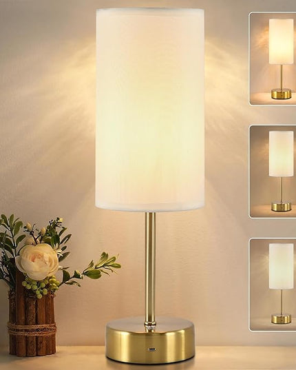 Cordless Table Lamp, Built-in 5000mAh Fast Rechargeable Table Lamp Cordless,Stepless Dimmable Battery Powered Lamp, Wireless Lamp with Memory Function, Lasting 140+H (gold) - LeafyLoom