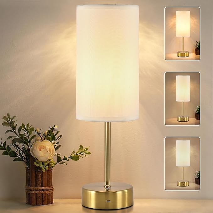 Cordless Table Lamp, Built-in 5000mAh Fast Rechargeable Table Lamp Cordless,Stepless Dimmable Battery Powered Lamp, Wireless Lamp with Memory Function, Lasting 140+H (gold) - LeafyLoom