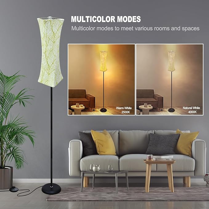 WORLD WIN Floor Lamp for Living Room, Tall Floor Lamp Standing Lamps for Bedrooms, Stepless Dimmable Modern Floor Lamp for Office Kids Room - LeafyLoom