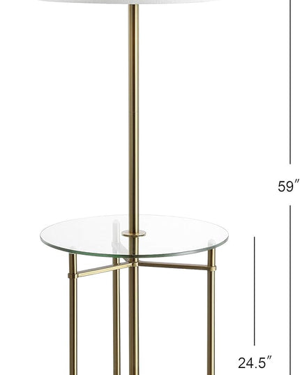 JONATHAN Y JYL3059A Charles 59" Metal/Glass LED Side Table and Floor Lamp Contemporary,Transitional for Bedrooms, Living Room, Office, Reading, Brass - LeafyLoom