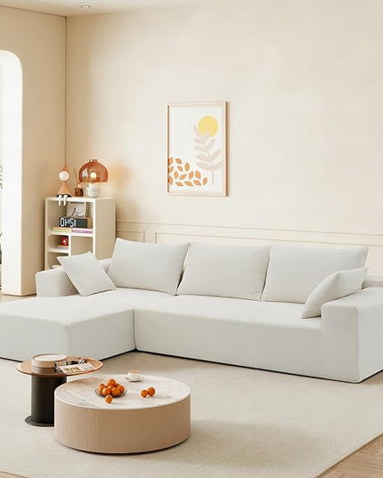 L-Shape Sectional Sofa, Modular Living Room Furniture Set, 109" Modern Minimalist Style Upholstered 4 Seater Chenille Couch for Office, Studio, Salon, Apartment - LeafyLoom