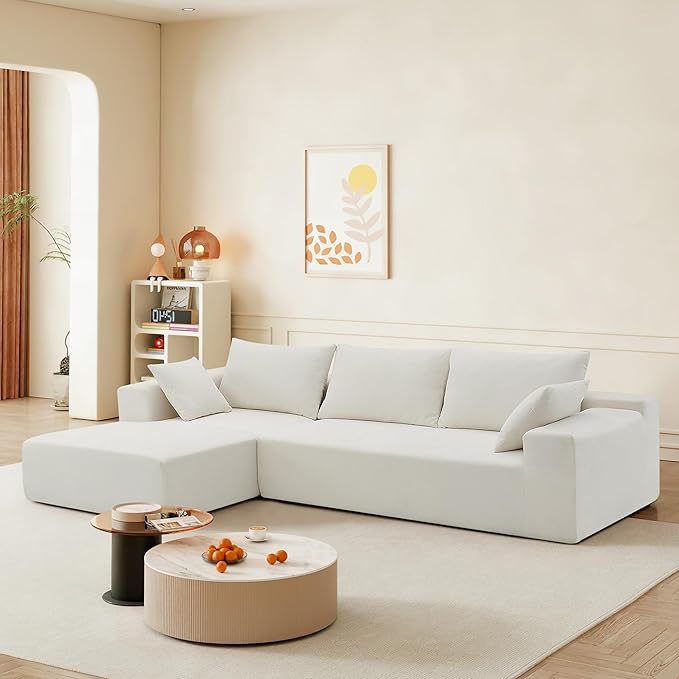 L-Shape Sectional Sofa, Modular Living Room Furniture Set, 109" Modern Minimalist Style Upholstered 4 Seater Chenille Couch for Office, Studio, Salon, Apartment - LeafyLoom