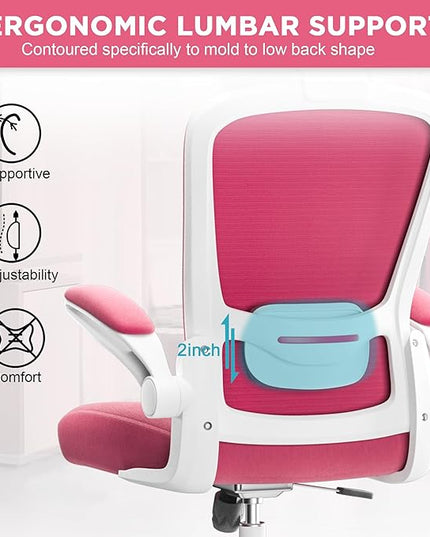 Mimoglad Office Chair, High Back Ergonomic Desk Chair with Adjustable Lumbar Support and Headrest, Swivel Task Chair with flip-up Armrests for Guitar Playing, 5 Years Warranty - LeafyLoom