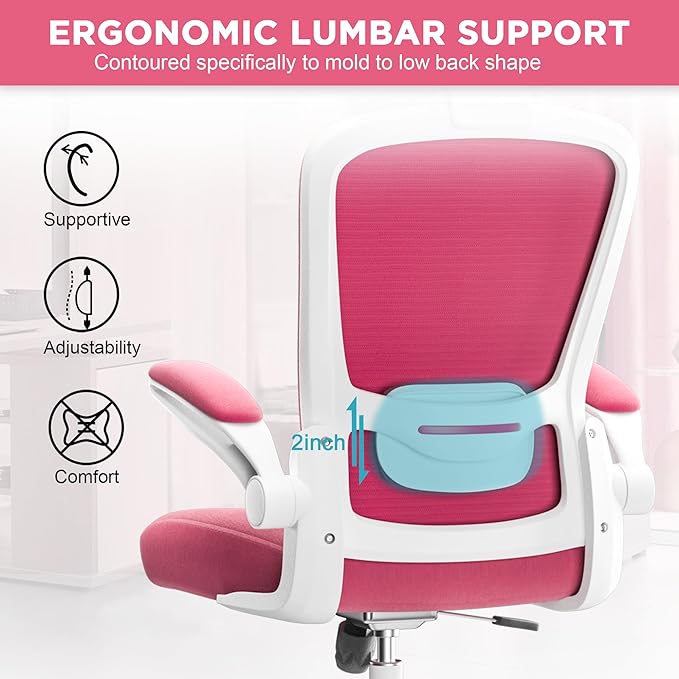 Mimoglad Office Chair, High Back Ergonomic Desk Chair with Adjustable Lumbar Support and Headrest, Swivel Task Chair with flip-up Armrests for Guitar Playing, 5 Years Warranty - LeafyLoom