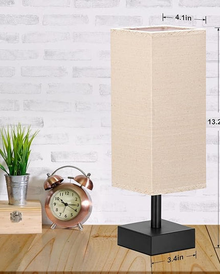 aooshine Beige Small Table Lamp for Bedroom, Minimalist Night Stand Light Lamp for Nightstand, Desk Reading Lamp for Kids Room - LeafyLoom