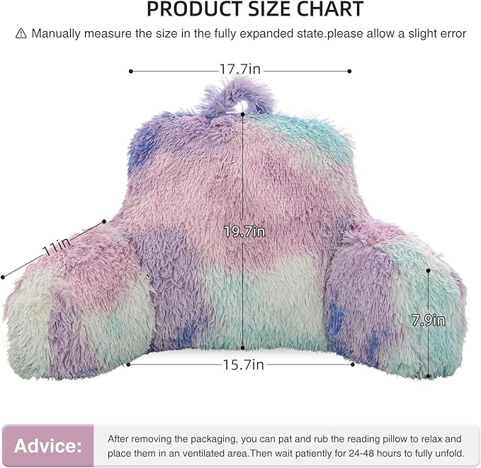 Aimuan Reading Pillow Bed Rest Wedge Large Adult Backrest Pillow with Arms Back Support for Sitting Up in Bed Cushion Incline Rest Sleeping Snoring Pillow, Blue-Purple, Large - LeafyLoom