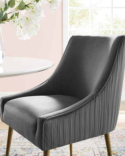 Modway Discern Pleated Back Upholstered Performance Velvet Dining Chair, Gray - LeafyLoom