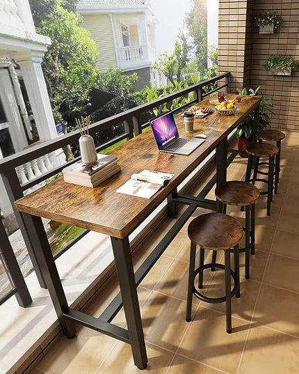Recaceik 3 Piece Pub Dining Set, Modern bar Table and Stools for 2 Kitchen Counter Height Wood Top Bistro Easy Assemble for Breakfast Nook Living Room Small Space Restaurant, Rustic Brown 47" - LeafyLoom