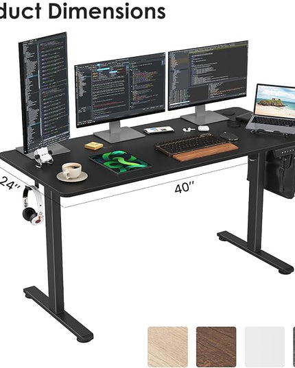 STARY Electric Memory Preset 55 x 24 Inches Adjustable Height Computer Workstation Sit Stand Home Office Desk with Splice Board, 5524, Black Desktop/Black Frame - LeafyLoom