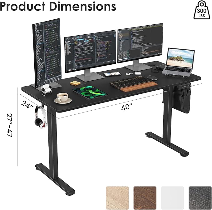 STARY Electric Memory Preset 55 x 24 Inches Adjustable Height Computer Workstation Sit Stand Home Office Desk with Splice Board, 5524, Black Desktop/Black Frame - LeafyLoom