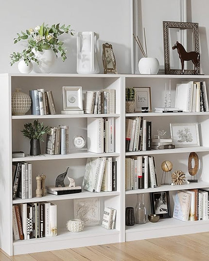 Farini 4 Shelf boockase Display Bookcase Freestanding Wooden Bookshelves for Home Office Living Room,48 Inch Height,White - LeafyLoom